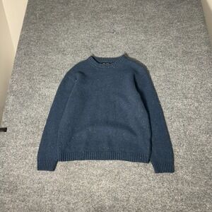 Line of Trade Sweater Mens Fits S Blue Wool Blend Speckled Elbow Patch Crewneck
